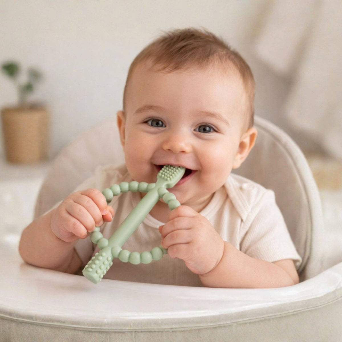 Baby Teething Toothbrush - Sage & Dusty Blue